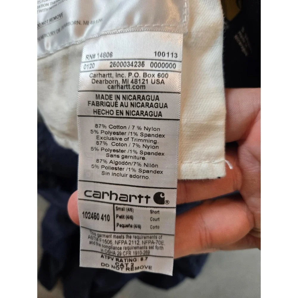 Carhartt Coveralls Womens Small Short Navy Flame-Resistant Rugged Flex Twill FR - Picture 4 of 16
